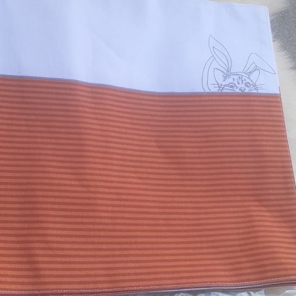 set 4 Easter Bunny placemat Ellen DeGeneres orange striped Cloth Bunny trim - Picture 4 of 8